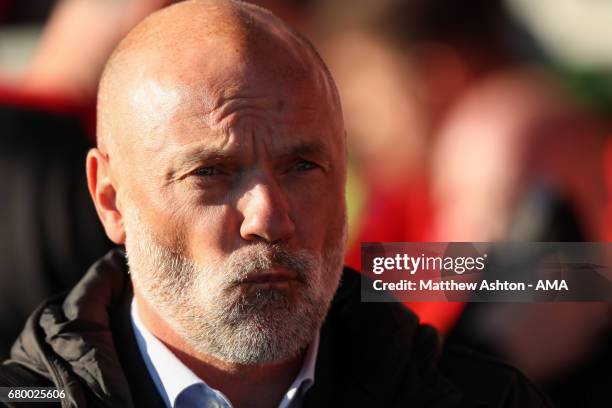 Uwe Rosler the head coach / manager of Fleetwood Town during the Sky Bet League One Playoff Semi Final: First Leg match between Fleetwood Town and...