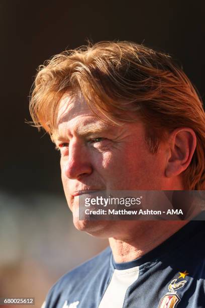 Stuart McCall the head coach / manager of Bradford City during the Sky Bet League One Playoff Semi Final: First Leg match between Fleetwood Town and...
