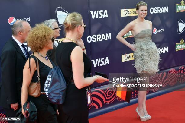 German singer Isabella Levina Lueen aka Levina poses during the Red Carpet ceremony of the 2017 Eurovision song Contest, in Kiev, on May 7, 2017. The...
