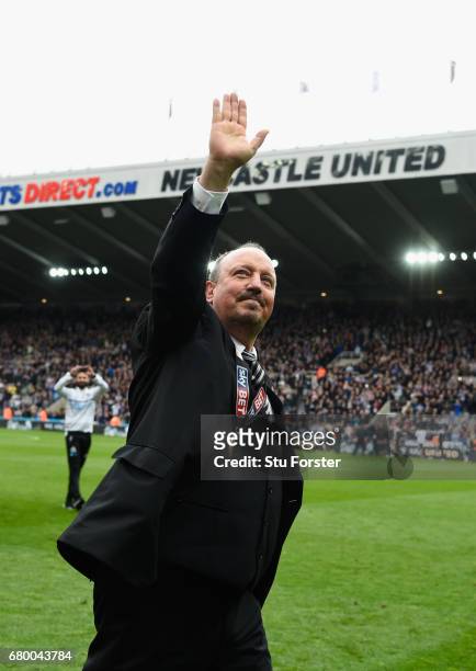 Newcastle United manager Rafa Benitez celebrates after winning the Sky Bet Championship Title after the match between Newcastle United and Barnsley...