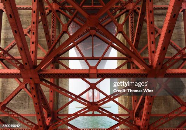 stand up paddle surfer under the golden gate bridge ( sup ) - california strong stock pictures, royalty-free photos & images