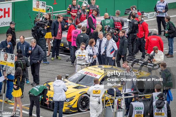 High Media Density at the first row in the start grid prior to the DTM Race 2 at the Hockenheimring during Day 2 of the DTM German Touring Car...