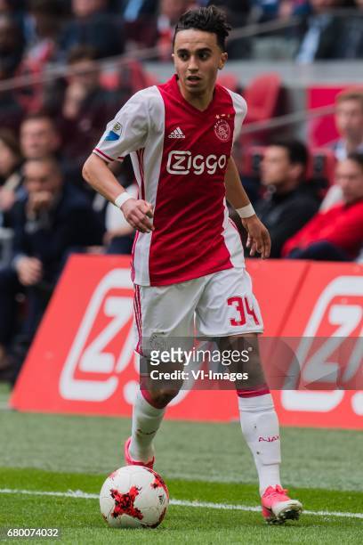 Abdelhak Nouri of Ajaxduring the Dutch Eredivisie match between Ajax Amsterdam and Go Ahead Eagles at the Amsterdam Arena on May 07, 2017 in...