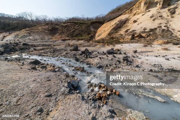 noboribetsu jigokudani (hell valley), hokkaido, japan - 環境 foto e immagini stock