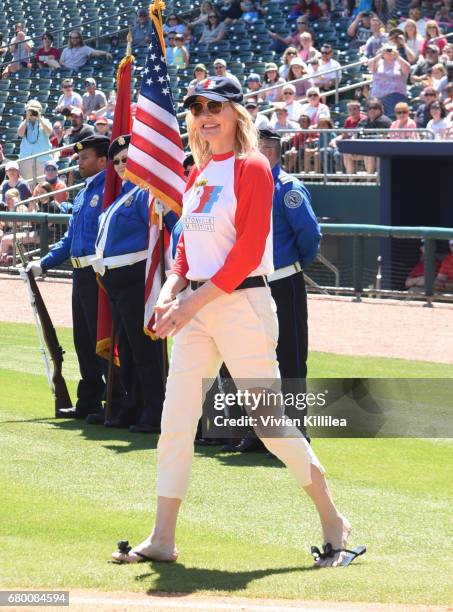 Geena Davis attends "A League of Their Own" 25th Anniversary Game at the 3rd Annual Bentonville Film Festival on May 7, 2017 in Bentonville, Arkansas.