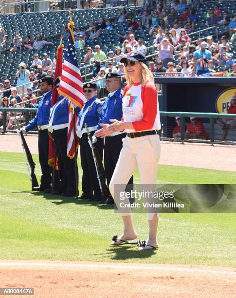 Geena Davis attends "A League of Their Own" 25th Anniversary Game at the 3rd Annual Bentonville Film Festival on May 7, 2017 in Bentonville, Arkansas.