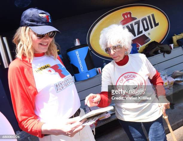 Geena Davis and baseball player Maybelle Blair attend "A League of Their Own" 25th Anniversary Game at the 3rd Annual Bentonville Film Festival on...