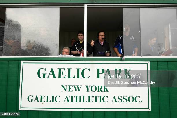 New York , United States - 7 May 2017; RTÉ gaelic games commentator Marty Morrissey broadcasts live during the Connacht GAA Football Senior...