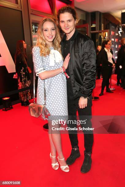 Lisa Larissa Strahl and her boyfriend Tilman Poerzgen during the New Faces Award Film at Haus Ungarn on April 27, 2017 in Berlin, Germany.