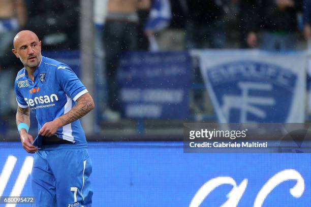 Massimo Maccarone of Empoli FC reacts during the Serie A match between Empoli FC and Bologna FC at Stadio Carlo Castellani on May 7, 2017 in Empoli,...