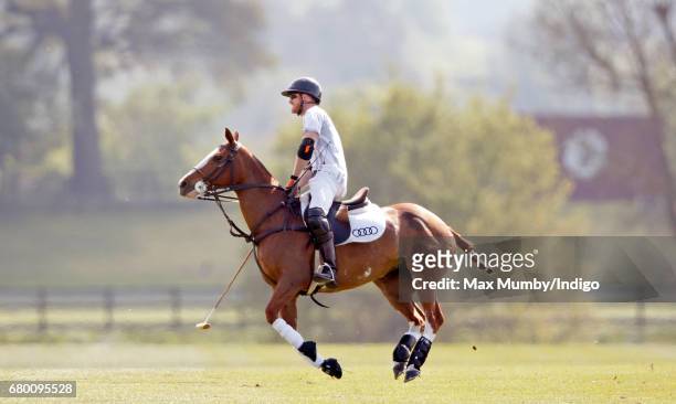 Prince Harry takes part in the Audi Polo Challenge at Coworth Park Polo Club on May 7, 2017 in Ascot, England.