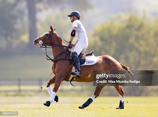 Prince Harry takes part in the Audi Polo Challenge at Coworth Park Polo Club on May 7, 2017 in Ascot, England.