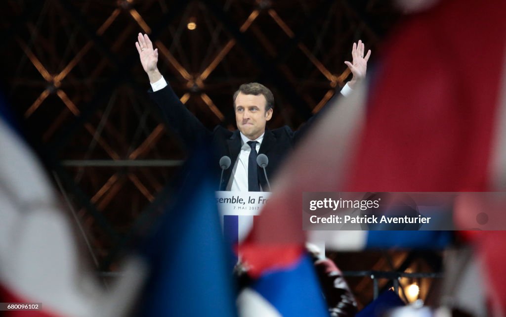 Emmanuel Macron Celebrates His Presidential Election Victory At Le Louvre In Paris