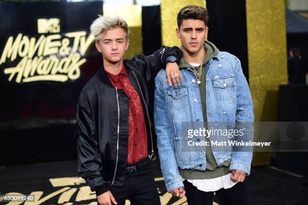 Singers Jack Johnson and Jack Gilinsky attend the 2017 MTV Movie And TV Awards at The Shrine Auditorium on May 7, 2017 in Los Angeles, California.
