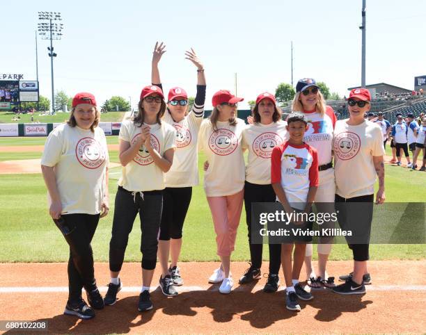 Cast of "A League of Their Own" Megan Cavanagh, Patti Pelton, Anne Ramsay, Renee Coleman, Patti Pelton, Geena Davis and Lori Petty attend "A League...