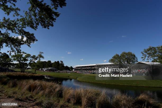 General view of the 18th green during the final round of the Wells Fargo Championship at Eagle Point Golf Club on May 7, 2017 in Wilmington, North...