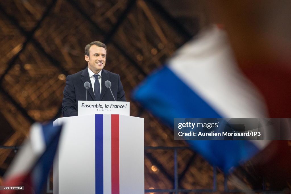 Emmanuel Macron Celebrates His Presidential Election Victory At Le Louvre In Paris