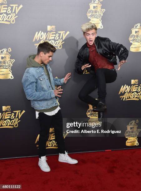 Singers Jack Gilinsky and Jack Johnson attend the 2017 MTV Movie And TV Awards at The Shrine Auditorium on May 7, 2017 in Los Angeles, California.