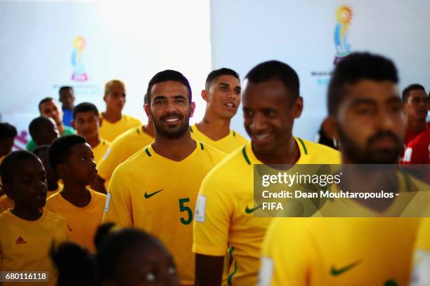 Daniel of Brazil gets ready in the players tunnel during the FIFA Beach Soccer World Cup Bahamas 2017 final between Tahiti and Brazil at National...