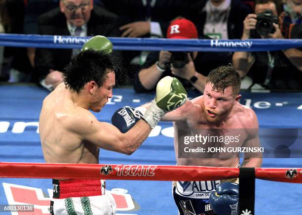 Canelo Alvarez goes on the offensive against Julio Cesar Chavez, Jr. On May 6, 2017 at the T-Mobile Arena in Las Vegas, Nevada. Saul "Canelo" Alvarez...