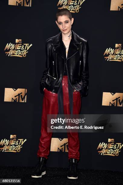 Actor Asia Kate Dillon poses in the press room during the 2017 MTV Movie And TV Awards at The Shrine Auditorium on May 7, 2017 in Los Angeles,...