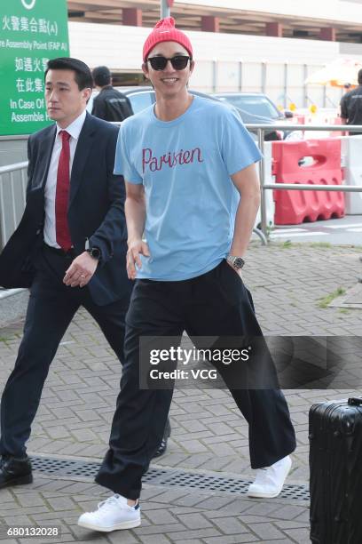 South Korean actor Gong Yoo arrives at Hong Kong International Airport to return to South Korea on May 7, 2017 in Hong Kong, China.