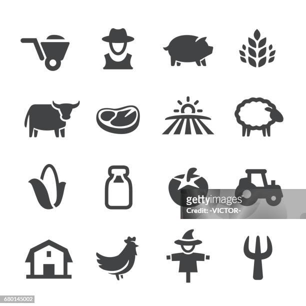 ilustraciones, imágenes clip art, dibujos animados e iconos de stock de iconos de la granja - serie acme - granja ecológica