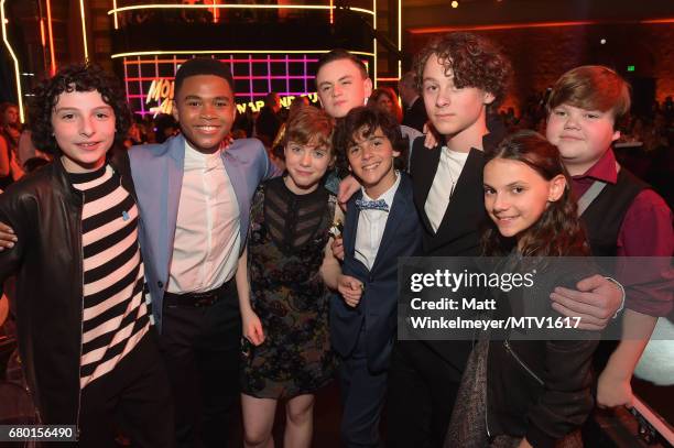 Actors Finn Wolfhard, Chosen Jacobs, Sophia Lillis, Jaeden Lieberher, Jack Dylan Grazer, _Wyatt Oleff, Dafne Keen and Jeremy Ray Taylor attend the...