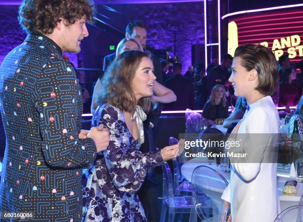 Actors Brett Dier, Haley Lu Richardson and Millie Bobby Brown attend the 2017 MTV Movie And TV Awards at The Shrine Auditorium on May 7, 2017 in Los...