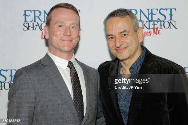 Derek McCracken and Joe DiPietro attend the Off-Broadway opening of "Ernest Shackleton Loves Me" at the Tony Kiser Theatre on May 7, 2017 in New York...