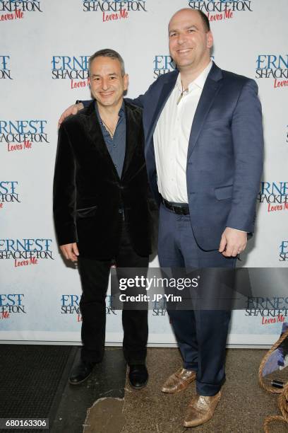 Joe DiPietro and Matthew Kwatinetz attend the Off-Broadway opening of "Ernest Shackleton Loves Me" at the Tony Kiser Theatre on May 7, 2017 in New...