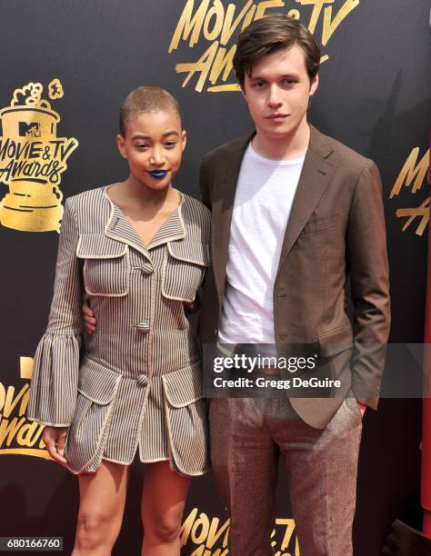 Amandla Stenberg and Nick Robinson arrive at the 2017 MTV Movie And TV Awards at The Shrine Auditorium on May 7, 2017 in Los Angeles, California.