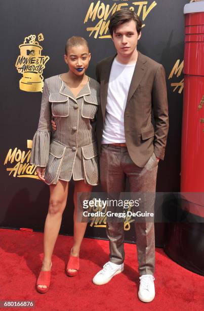 Amandla Stenberg and Nick Robinson arrive at the 2017 MTV Movie And TV Awards at The Shrine Auditorium on May 7, 2017 in Los Angeles, California.