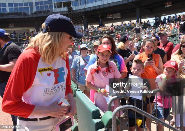 Geena Davis attends "A League of Their Own" 25th Anniversary Game at the 3rd Annual Bentonville Film Festival on May 7, 2017 in Bentonville, Arkansas.