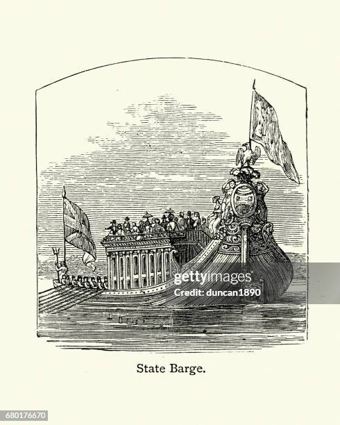 british state barge - barge stock illustrations