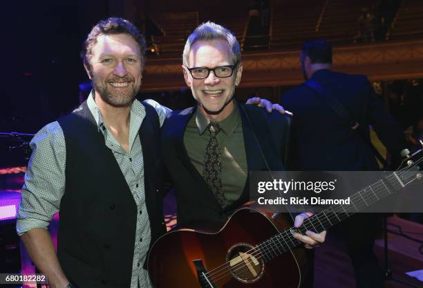 Singer/Songwriters Craig Morgan and Steven Curtis Chapman backstage during Sam's Place - Music For The Spirit 2017 at Ryman Auditorium on May 7, 2017...