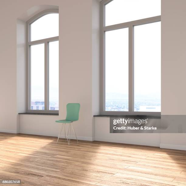 empty loft with chair and view at skyline - schlagschatten ストックフォトと画像