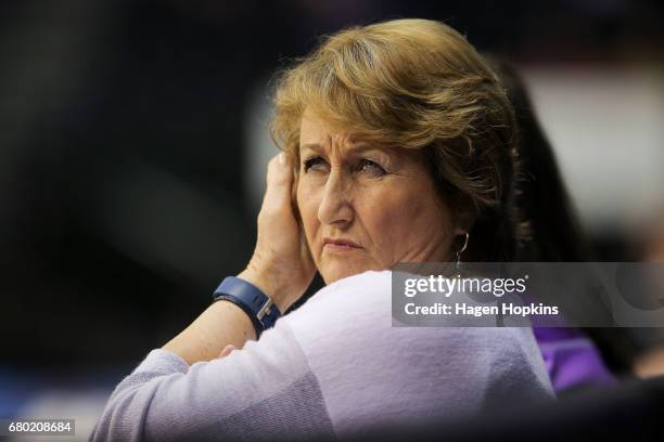 Coach Julie Hoornweg of the Stars looks on during the New Zealand Premiership match between the Pulse and the Stars at TSB Arena on May 8, 2017 in...