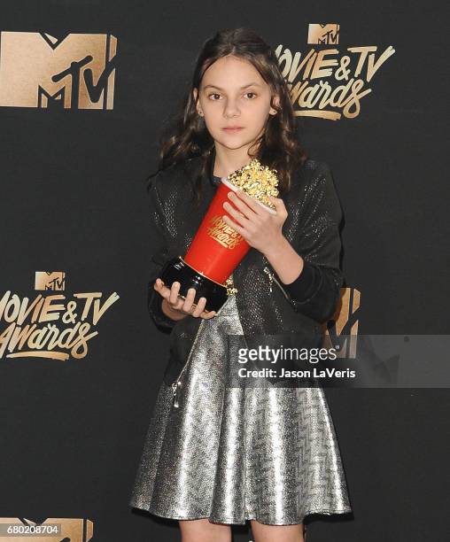 Dafne Keen poses in the press room at the 2017 MTV Movie and TV Awards at The Shrine Auditorium on May 7, 2017 in Los Angeles, California.