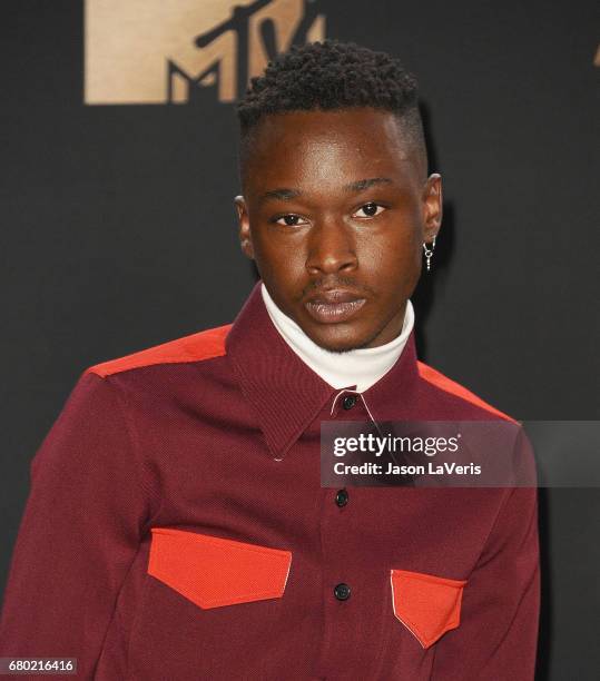 Actor Ashton Sanders poses in the press room at the 2017 MTV Movie and TV Awards at The Shrine Auditorium on May 7, 2017 in Los Angeles, California.