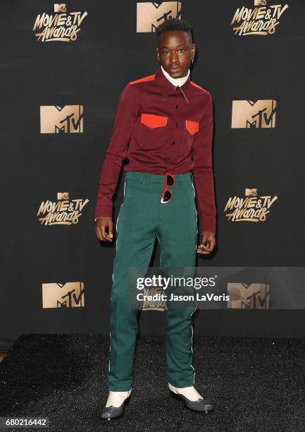 Actor Ashton Sanders poses in the press room at the 2017 MTV Movie and TV Awards at The Shrine Auditorium on May 7, 2017 in Los Angeles, California.