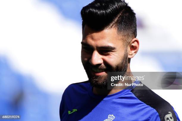 Ruben Duarte defender of RCD Espanol during the La Liga Santander match between Deportivo de La Coruna and RCD Espanol at Riazor Stadium on May 7,...