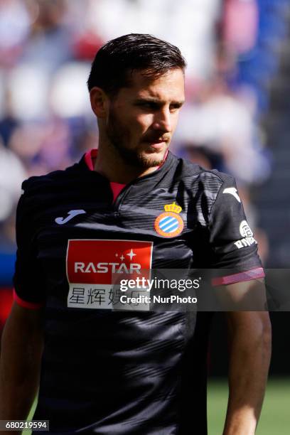 Pablo Piatti forward of RCD Espanol during the La Liga Santander match between Deportivo de La Coruna and RCD Espanol at Riazor Stadium on May 7,...