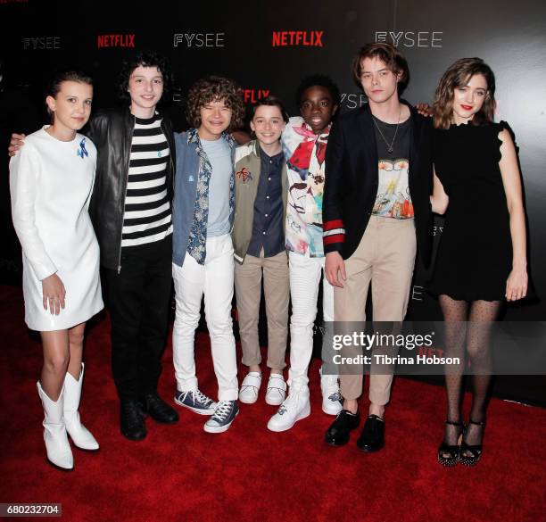 The cast of Stranger Things, Millie Bobby Brown, Finn Wolfhard, Gaten Matarazzo, Noah Schnapp, Caleb McLaughlin, Charlie Heaton and Natalia Dyer...