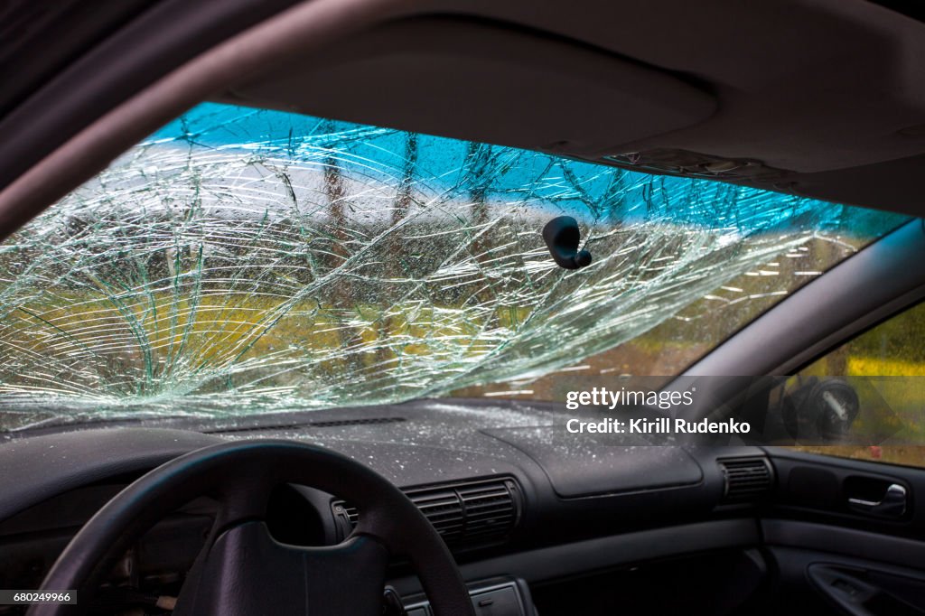 Inside of a wrecked car