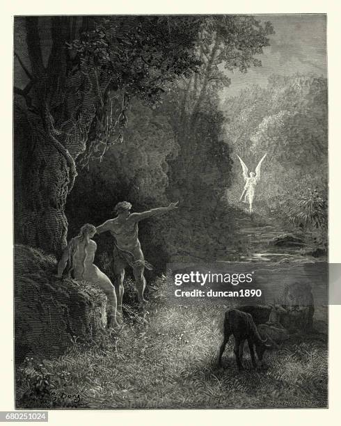 miltons paradise lost - welche herrliche form - adam bibelfigur stock-grafiken, -clipart, -cartoons und -symbole