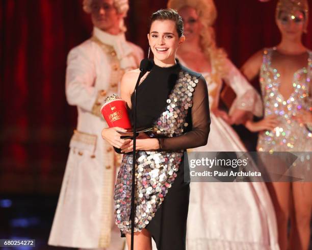 Actress Emma Watson attends the 2017 MTV Movie And TV Awards at The Shrine Auditorium on May 7, 2017 in Los Angeles, California.