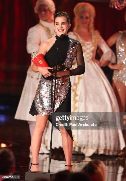 Actress Emma Watson attends the 2017 MTV Movie And TV Awards at The Shrine Auditorium on May 7, 2017 in Los Angeles, California.