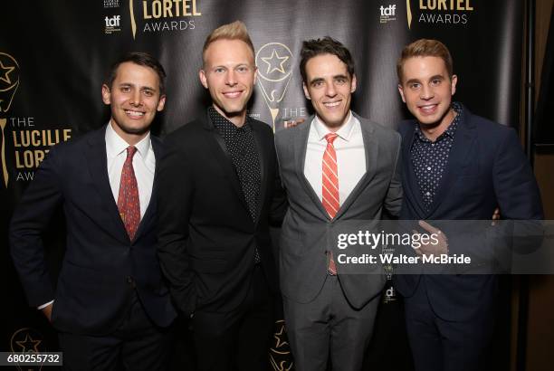 Benj Passic, Justin Paul, Steven Levinson and Ben Platt attend 32nd Annual Lucille Lortel Awards at NYU Skirball Center on May 7, 2017 in New York...