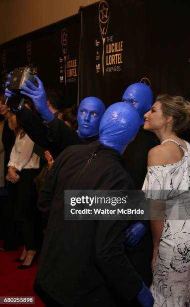 Ari Graynor and Blue Man Group attend 32nd Annual Lucille Lortel Awards at NYU Skirball Center on May 7, 2017 in New York City.